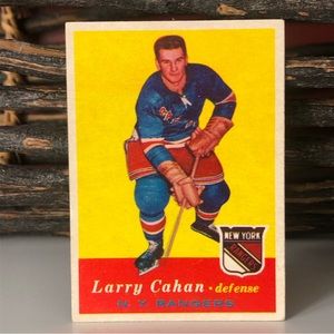 Vintage 1957-58 TOPPS New York Rangers Defense Larry Cahan Hockey Card
